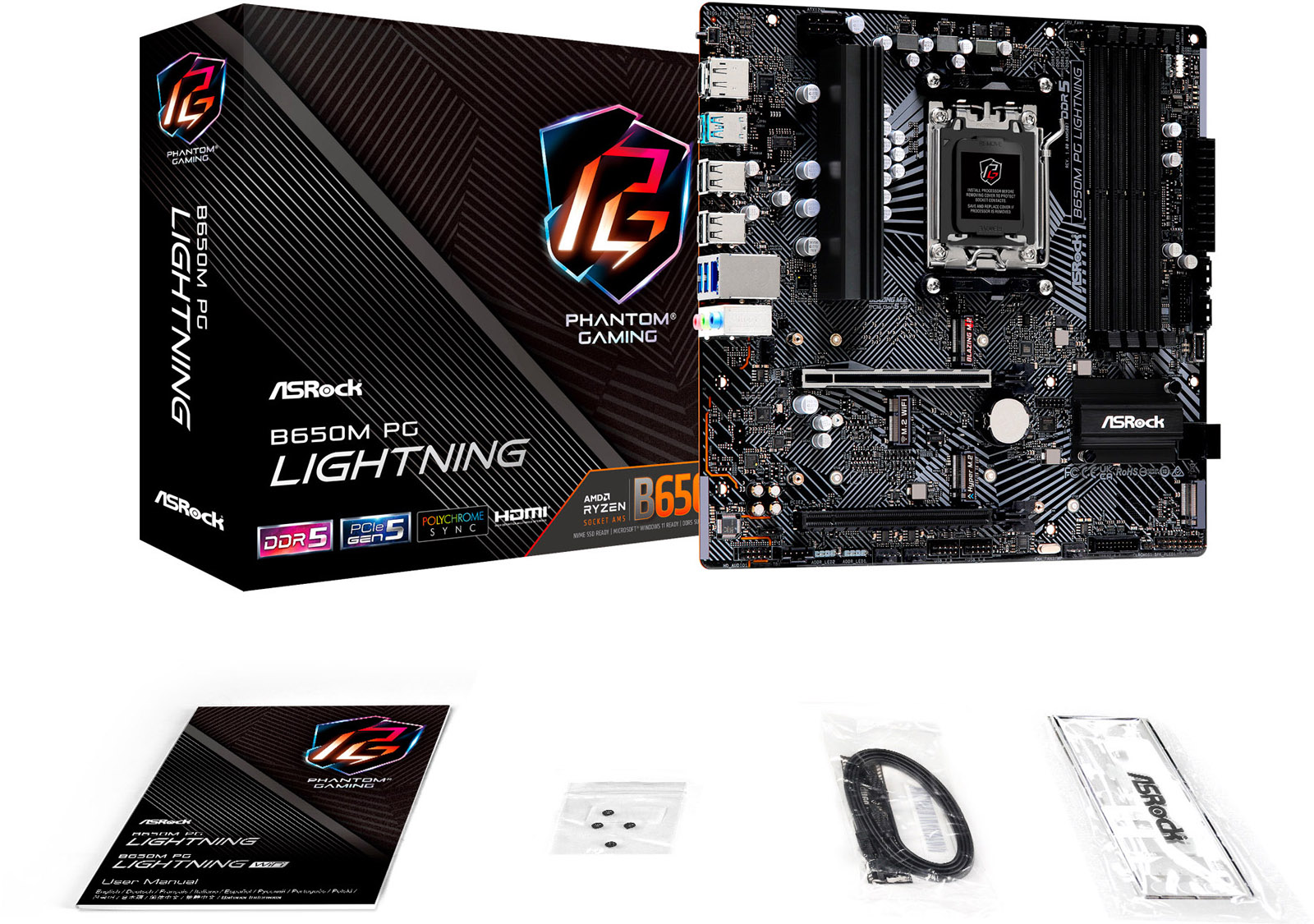 ASRock B650M PG Lightning AMD Socket AM5 Motherboard - 90